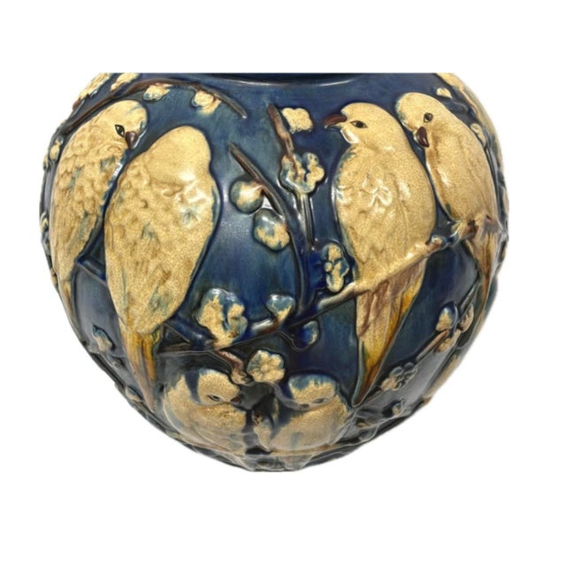 Blue "Love Birds" Ceramic Pottery Vase by Muncie Pottery For Sale - Image 8 of 12