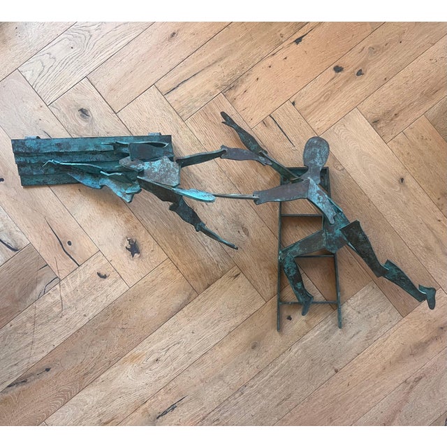 Mid-Century Modern 20th Century Large Bronze Figurative Wall Hanging Sculptures - Set of 2 For Sale - Image 3 of 12