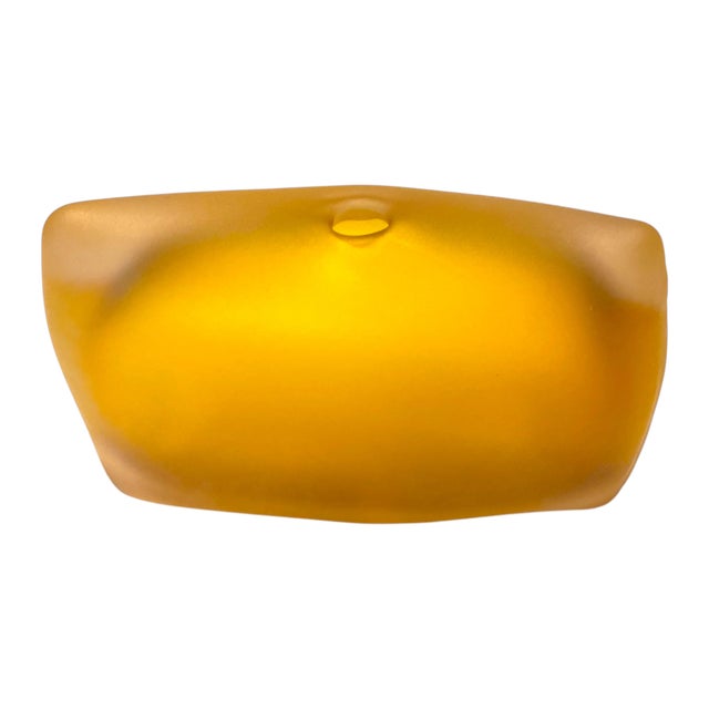 Glass Adam Aaronson England Modern Organic Art Glass Orange Frosted Pillow Vase For Sale - Image 7 of 12