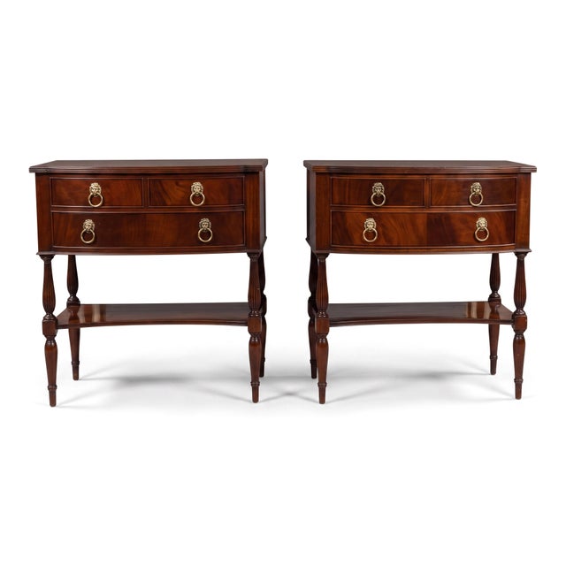 English Hickory Chair Historic James River Plantation Collection Mahogany Chests Side Tables - Pair For Sale - Image 3 of 7
