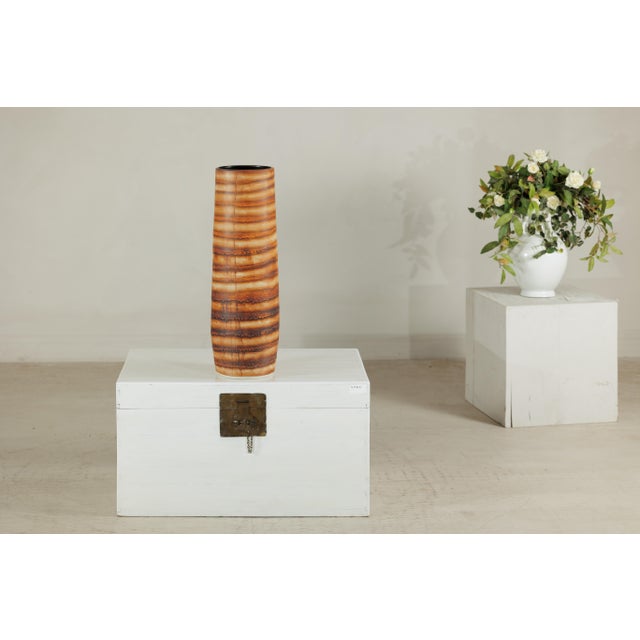 Tall Artisan Studio Ceramic Vase with Layered Earth-Tone Glaze For Sale - Image 17 of 18