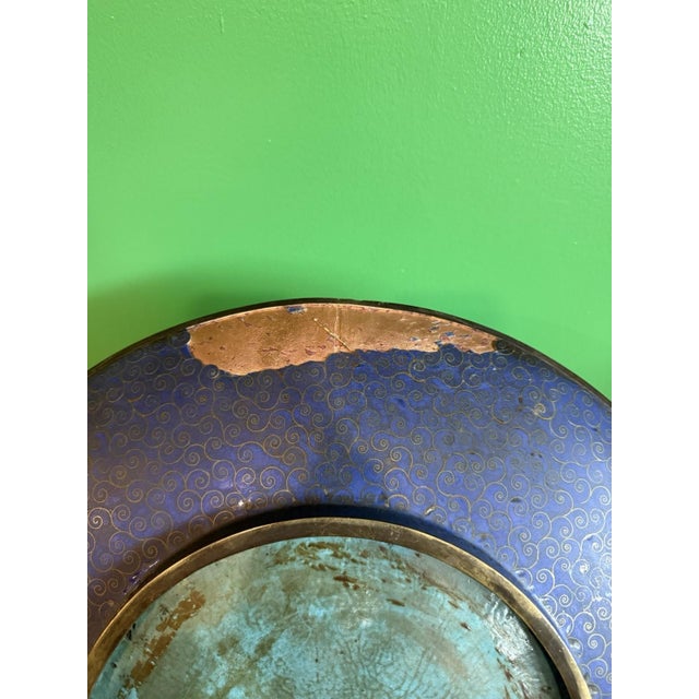 Early Meiji Japanese Cloisonne Enamel Charger White Ground Pheasant and Peonies For Sale - Image 10 of 14