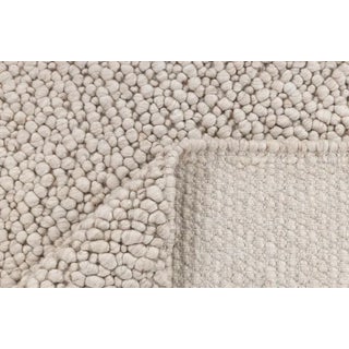 Chunky Wool Felted Nordic Flatweave Rug in Ivory and Cream, 2.5x8 Ft. For Sale