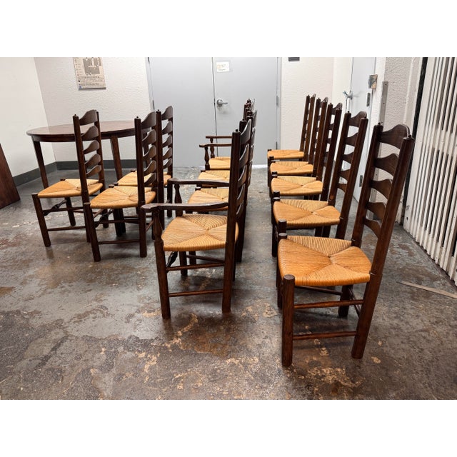 Collection Reproductions Ladder-Back Dining Chairs, Set of Twelve For Sale - Image 4 of 12