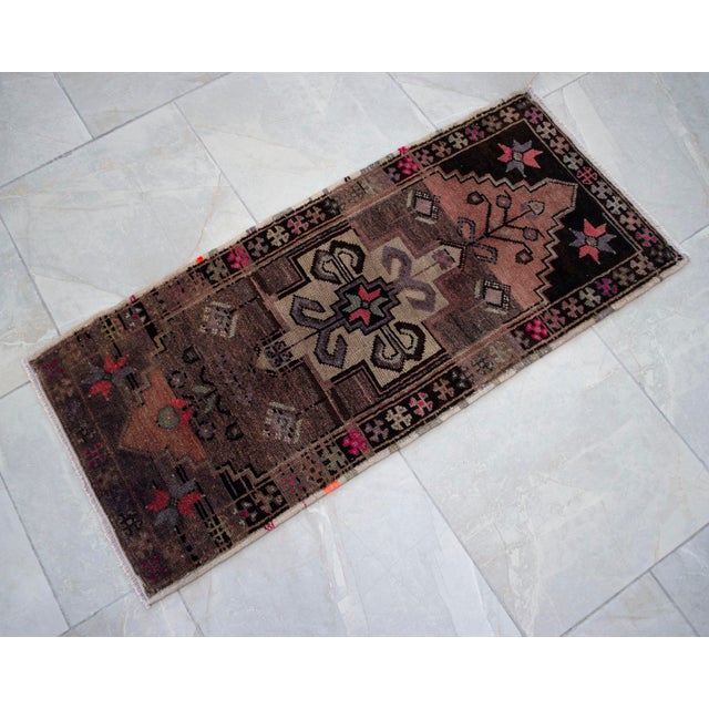Hand Knotted Small Turkish Rug - 19" X 42" For Sale - Image 14 of 15