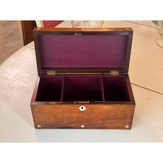 19th Century Rosewood Box With Mother of Pearl Inlay For Sale - Image 4 of 10