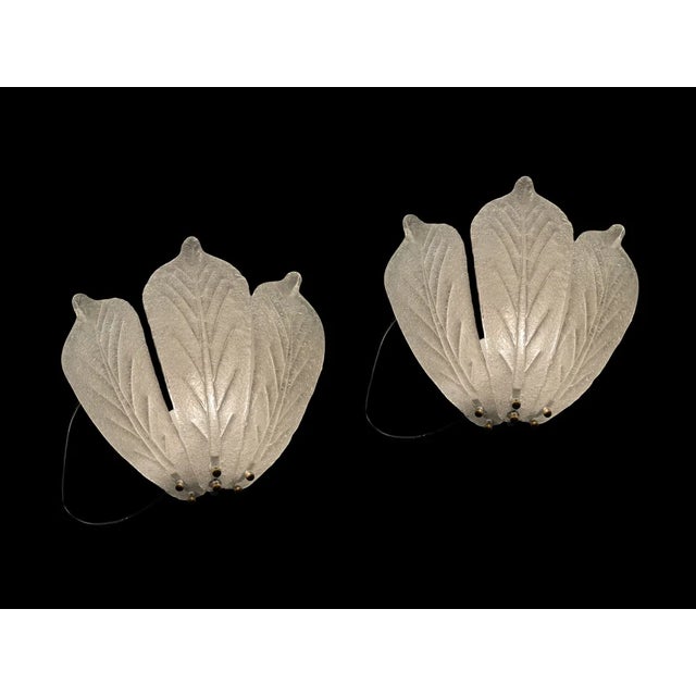 Midcentury murano glass leaf sconces set of 2 the leaves can be moved slightly closer to one another or separated for a...