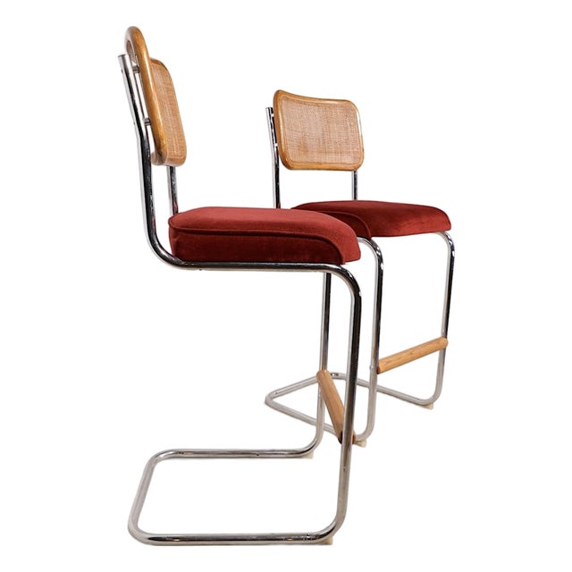 Pr. 1970's Breuer Style Bar Stools by Daystrom For Sale