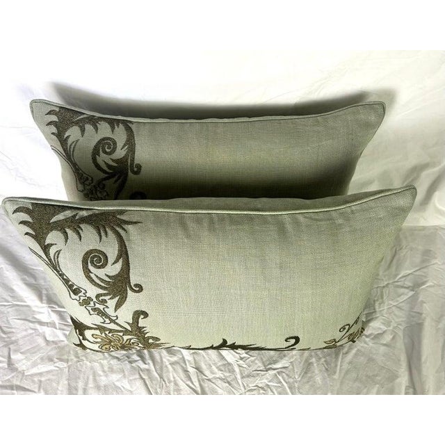 Baroque Pair of Gold Embroidered Pillows For Sale - Image 3 of 9