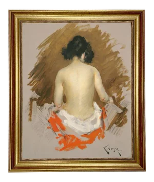 "Nude" After William Merritt Chase Contemporary Reproduction Print on Canvas, Framed