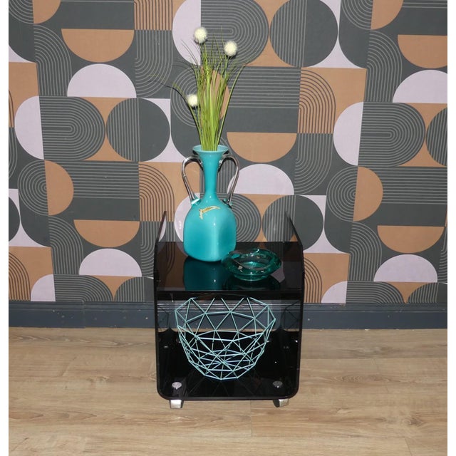 Bedside Tables in Black Acrylic Glass, 1970s, Set of 2 For Sale - Image 12 of 18
