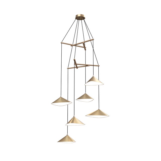 Emily V6 Group Pendant Light in Gold Semi-Matte by Daniel Becker for Moss Objects For Sale - Image 4 of 4