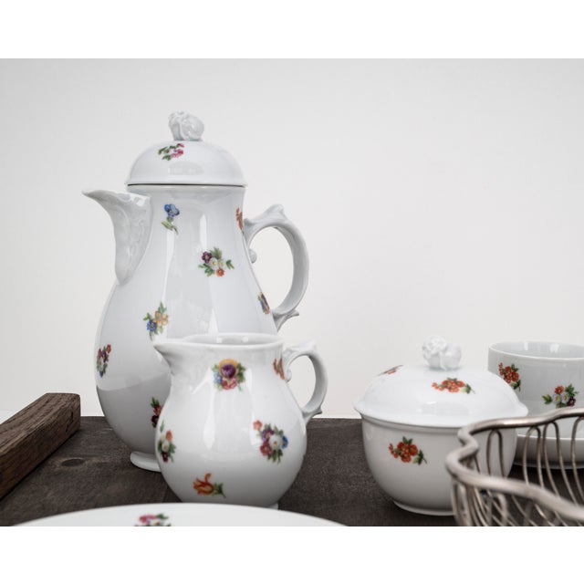 Biedermeier Streublume Tête-À-Tête for Two on Wooden Tray from Fürstenberg, 1950s, Set of 12 For Sale - Image 11 of 15