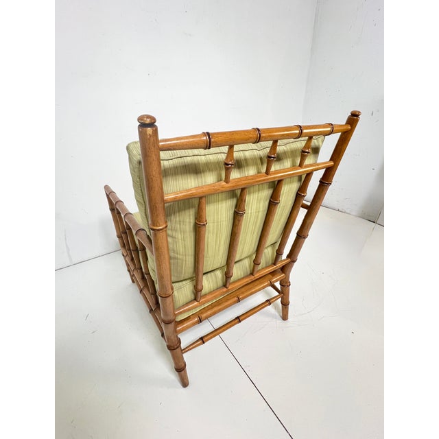 Green Martha Stewart for Bernhardt French Chippendale Style Faux Bamboo Lounge Chair For Sale - Image 8 of 9