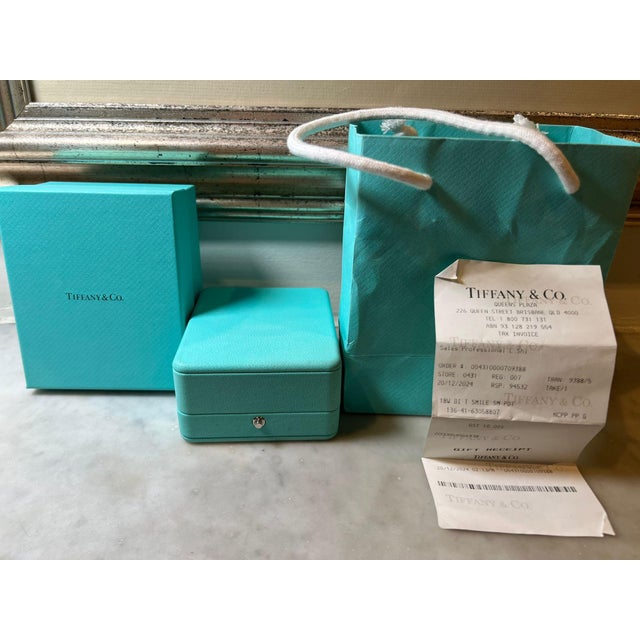 Metal Tiffany & Co. 18ct White Gold T Smile Diamond Pendant 0.10ct 2.37g For Sale - Image 7 of 10