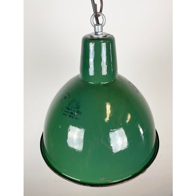 1960s Industrial Green Enamel Factory Lamp from Polam, 1960s For Sale - Image 5 of 14