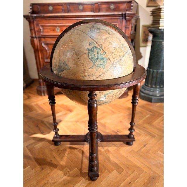 19th Century Antique Italian Celestial Globe on Turned Wood Floor Stand For Sale - Image 13 of 18