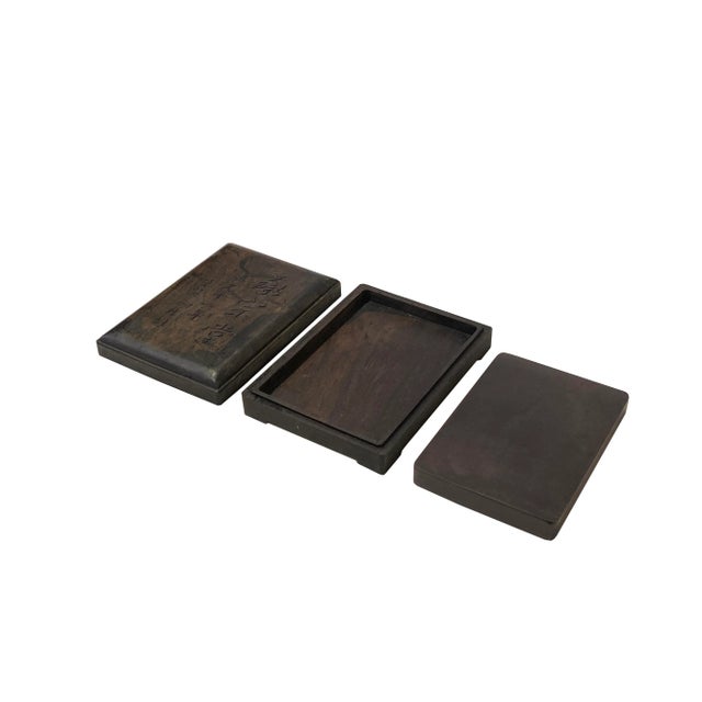 Chinese Characters Rectangular Shape Box Ink Stone Inkwell Pad For Sale In San Francisco - Image 6 of 7