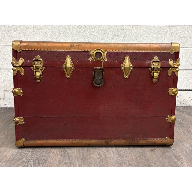 This is a stunning vintage, possibly antique, Luce Trunk Company Kansas City flat-top steamer trunk, circa 1910–1930....