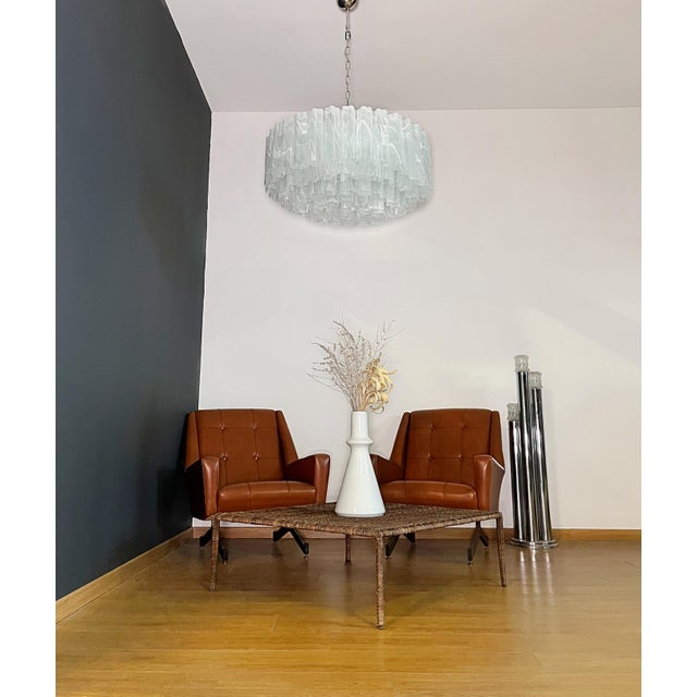 1990s Large Murano Glass Chandelier in White Alabaster Glass Tube, 1990s For Sale - Image 5 of 18
