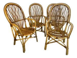 Rattan Armchairs, 1960s, Set of 4