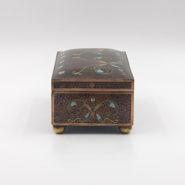 Cloisonné Enamel Box With Floral and Scrollwork Decoration, Late 19th to Early 20th Centur For Sale - Image 9 of 13