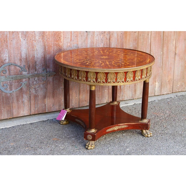 Antique French Empire Round Marquetry Table For Sale In Los Angeles - Image 6 of 9