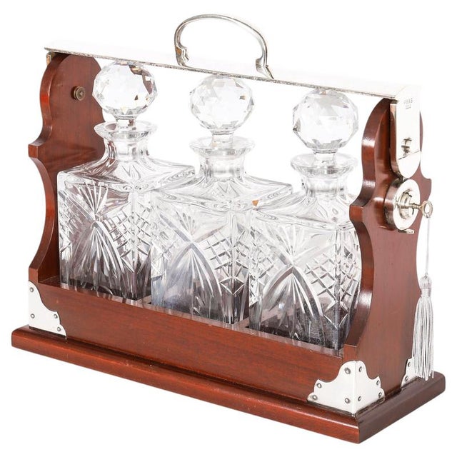 Late 20th Century English Silver-Plated 3-Bottle Tantalus, Set of 4 For Sale - Image 14 of 14