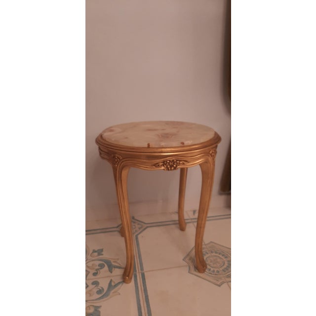 Baroque Coffee Table in Gold Wood and Onyx Top, 1965 For Sale - Image 4 of 5