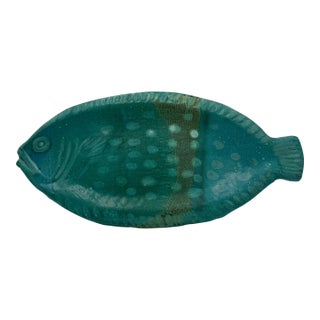 Midcentury Modern Pottery Decorative Fish Lucite Stand For Sale