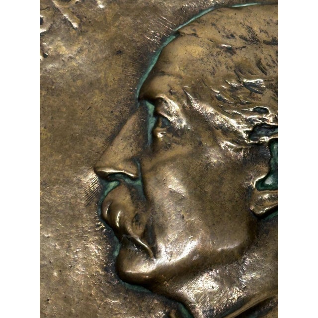 Rare 19th Century English Victorian Gilt Bronze Portrait Medallion Plaque, Charles Hopkins, 1895 For Sale - Image 10 of 17