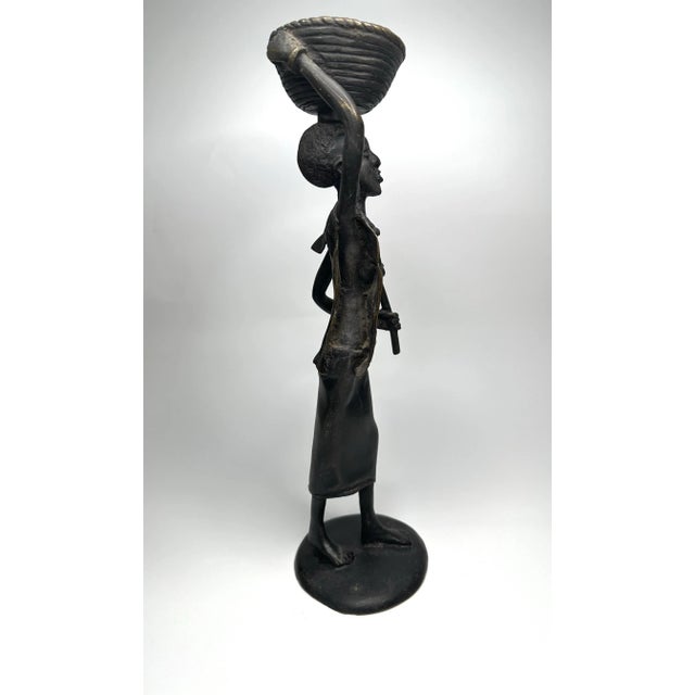Mid 20th Century Tribal Female Solid Bronze Finish Figurine For Sale - Image 5 of 12