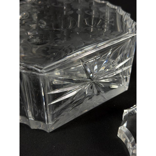 Vintage Art Deco Cut Crystal Decanter and Six Cordial Glasses, 1930s, Set of 7 For Sale - Image 9 of 17