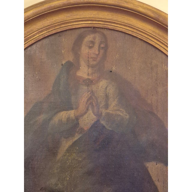 17th century Italian oil painting on canvas of figure with religious significance in the typical Renaissance style.