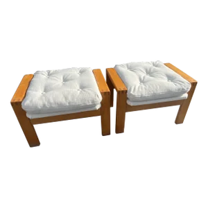 Pair of Mid Century Modern Stools Ottomans Aalto Asko 1960s