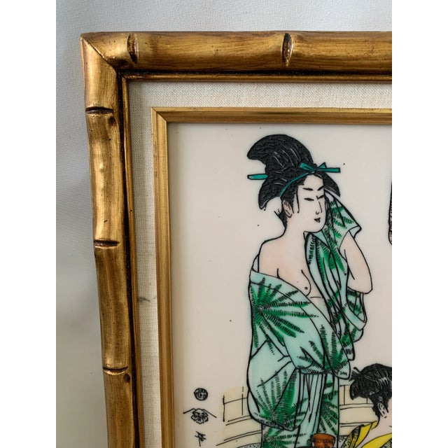 Mid 20th Century Chinoiserie Intaglio Etchings, Framed - Set of 2 For Sale - Image 4 of 7