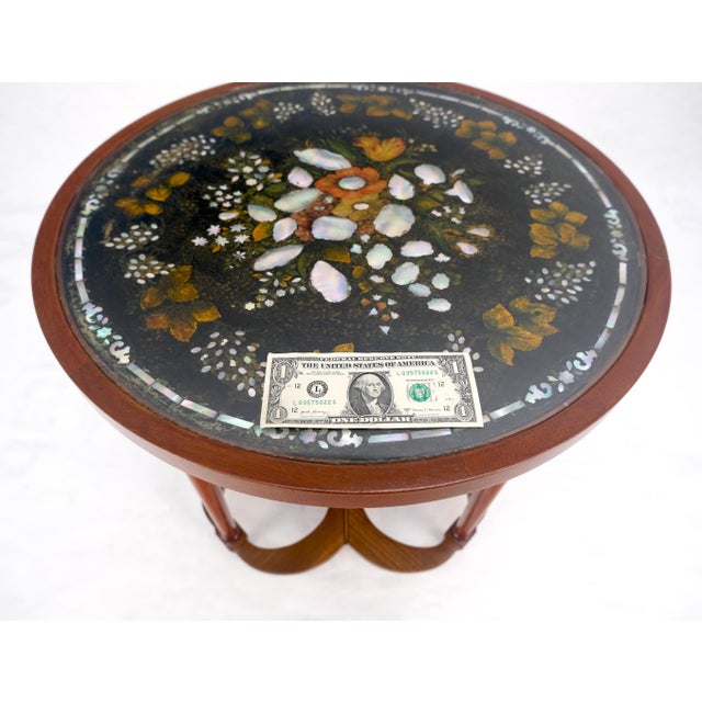 Very Fine Mother of Pearl Decorated 24" Round Side Lamp Table Stand For Sale - Image 16 of 18