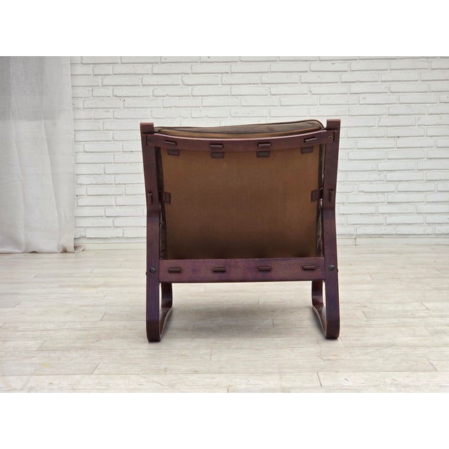 Norwegian Lounge Chair in Brown Furniture Leather, 1970s For Sale - Image 10 of 18