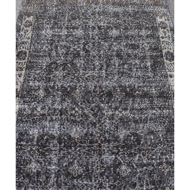 Over Dyed Gallery Oushak With All-Over Floral Design in Charcoal, Cream & Grays For Sale - Image 13 of 15