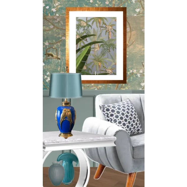 Mid 20th Century Vintage Brass Lamp: Love Birds Relief Design For Sale - Image 5 of 12