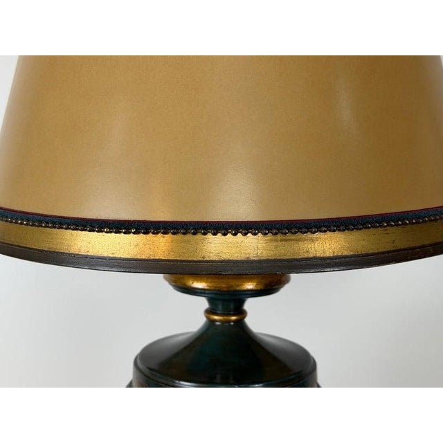 Neoclassical Mid 20th Century Italian Neoclassical Tole Urn Table Lamp Hand Painted Original Parchment Shade For Sale - Image 3 of 18