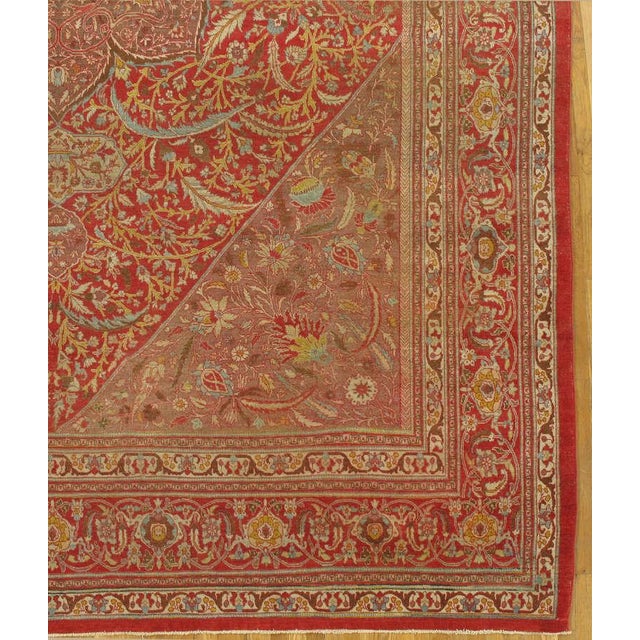 Antique Tabriz Carpet, Handmade Persian Rug in Floral Gold, Red and Beige For Sale - Image 16 of 18