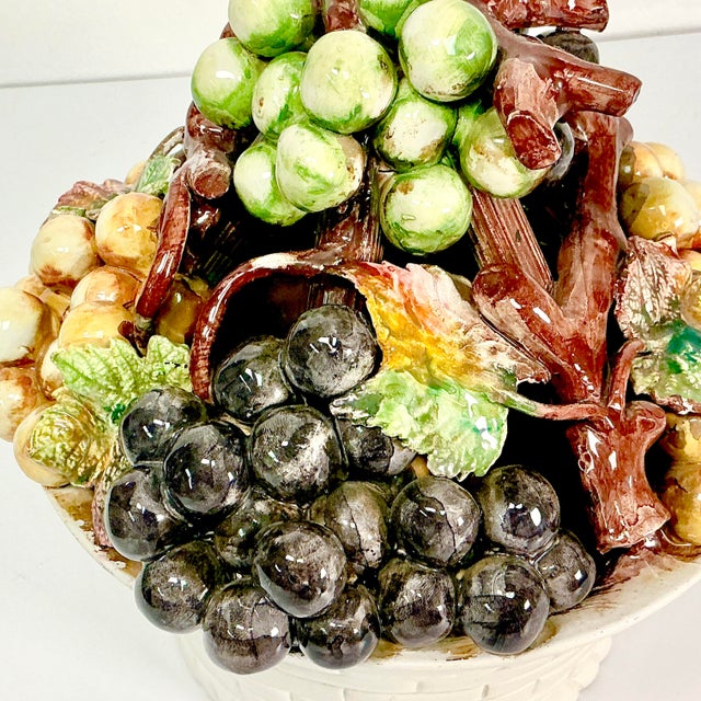 1950s Vintage Majolica Italian Hollywood Regency Grape Clusters Topiary. For Sale - Image 14 of 18