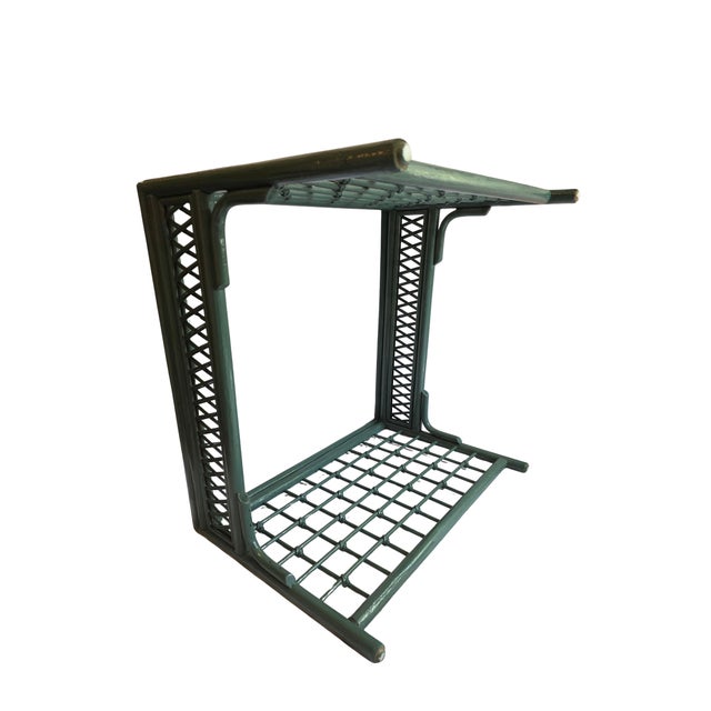 Wood 1970s Palm Beach Style Custom Emerald Lacquered Bamboo & Double Lattice Coffee Table For Sale - Image 7 of 10