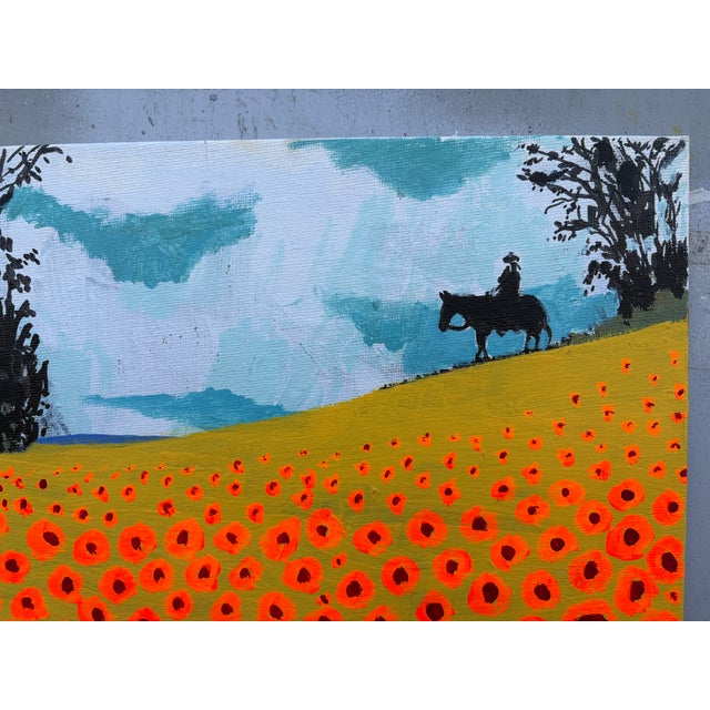 Paint Cowboy Above a Field of Poppies Acrylic Painting by Joseph Christy For Sale - Image 7 of 7