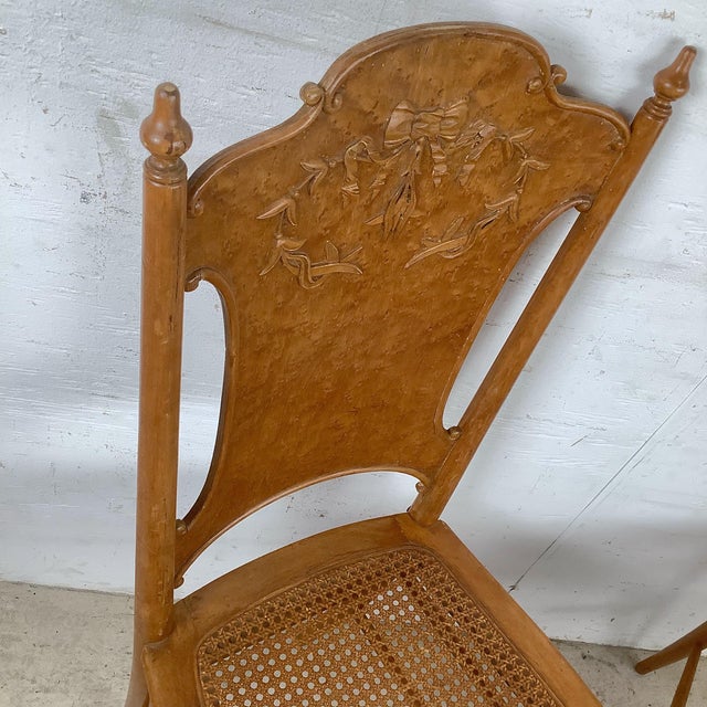 Antique Ribbon & Garland Caned Seat Side Chairs – Pair For Sale - Image 18 of 18