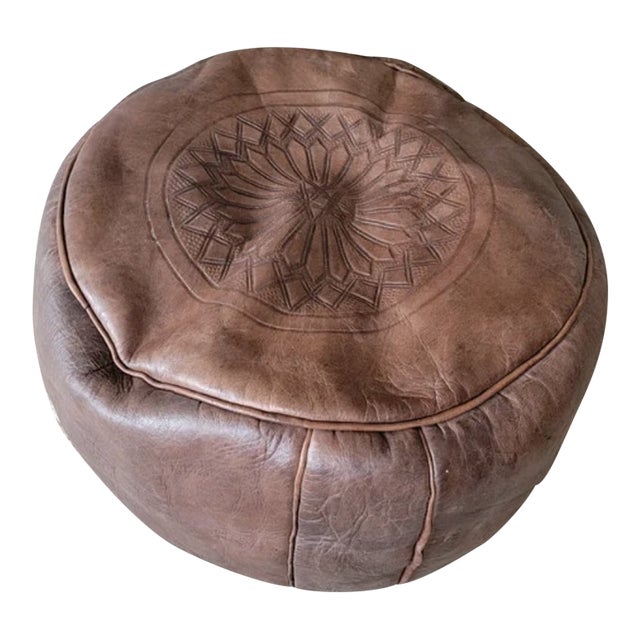 Authentic Moroccan Leather Pouf Ottoman Chairish