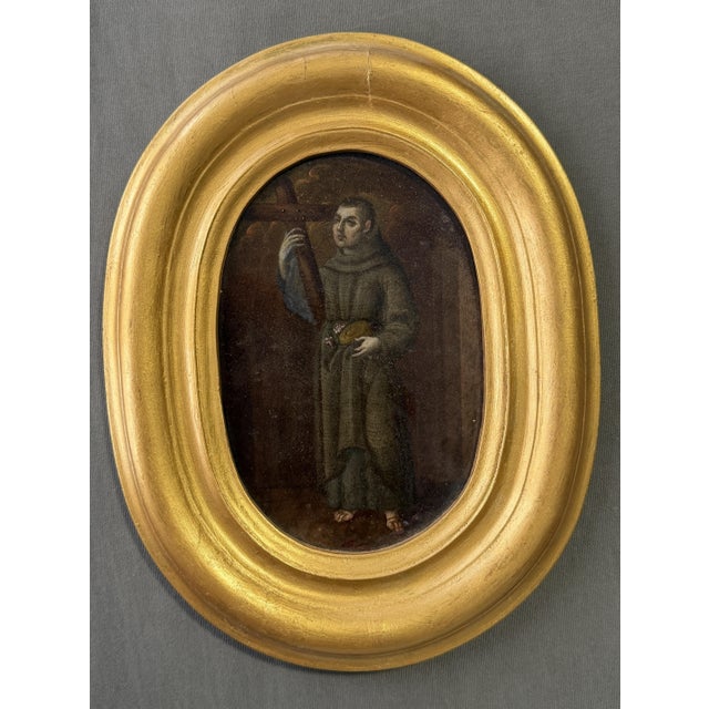 Mid 18th Century Anonimo, Saint Francis, 1750, Oil on Copper For Sale - Image 5 of 8