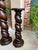 Pair Set of 2 Antique French Pedestal Stand Barley Twist Oak Large Plant Columns For Sale - Image 10 of 18