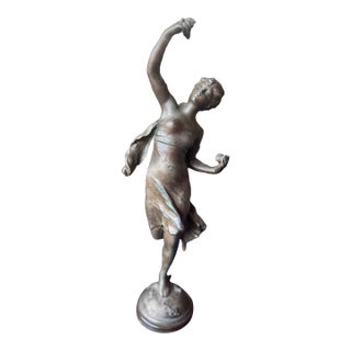 19th Century Mathurin Moreau “Danse Espagnole” Sculpture on Griotte Marble Base. For Sale
